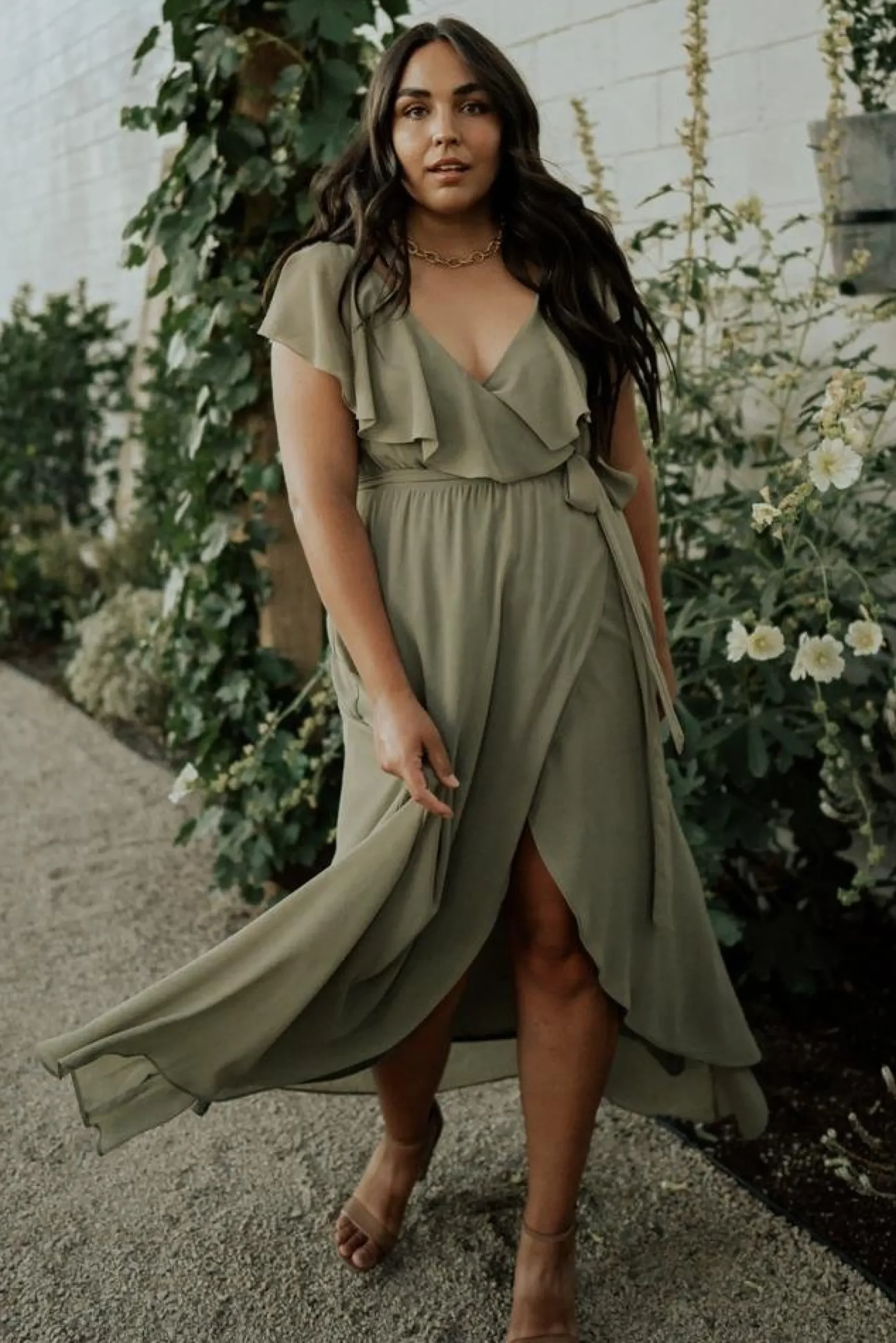 Outlet Baltic Born Katya Ruffle Maxi Dress | Dusty Olive