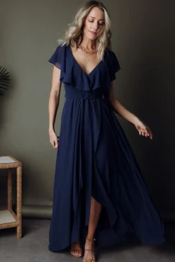 Clearance Baltic Born Katya Ruffle Maxi Dress | Navy