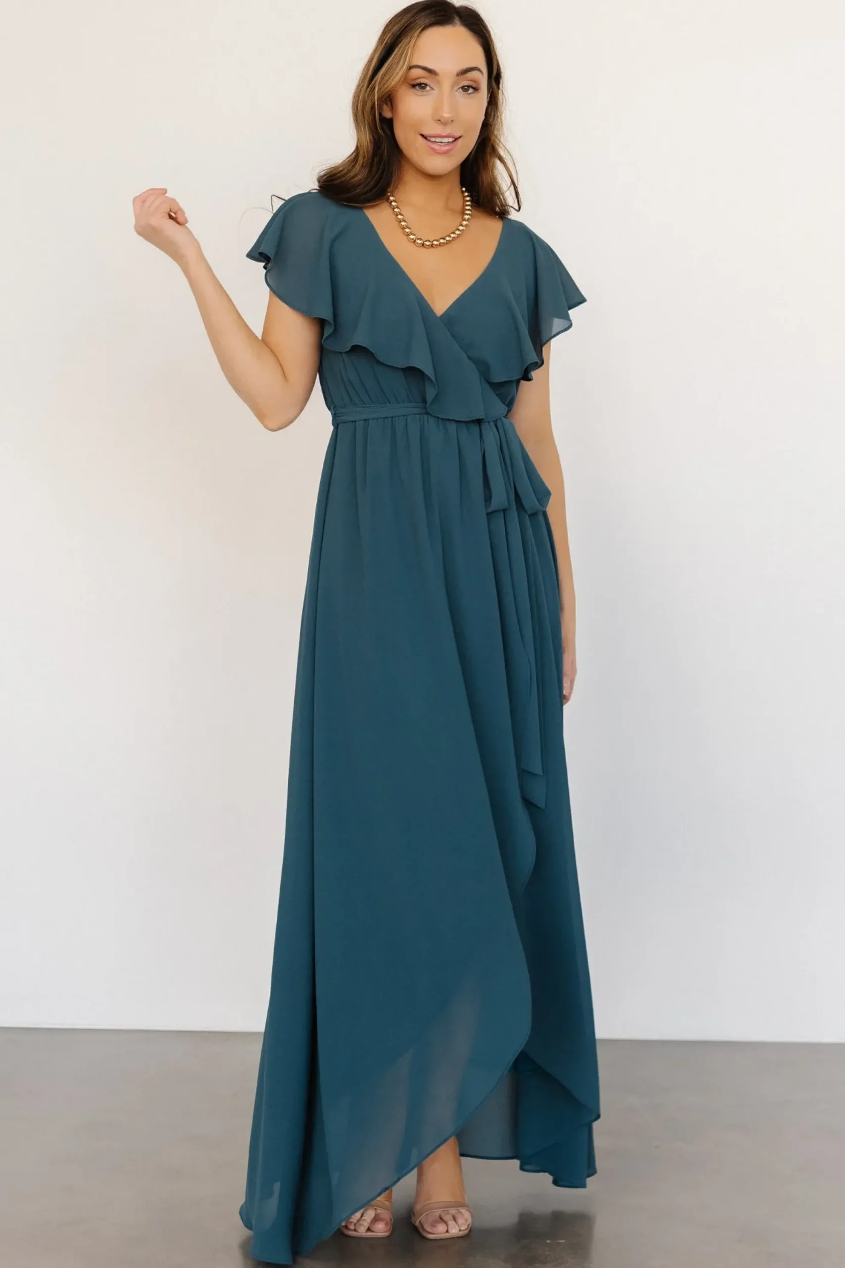 Hot Baltic Born Katya Ruffle Maxi Dress | Dusty Topaz