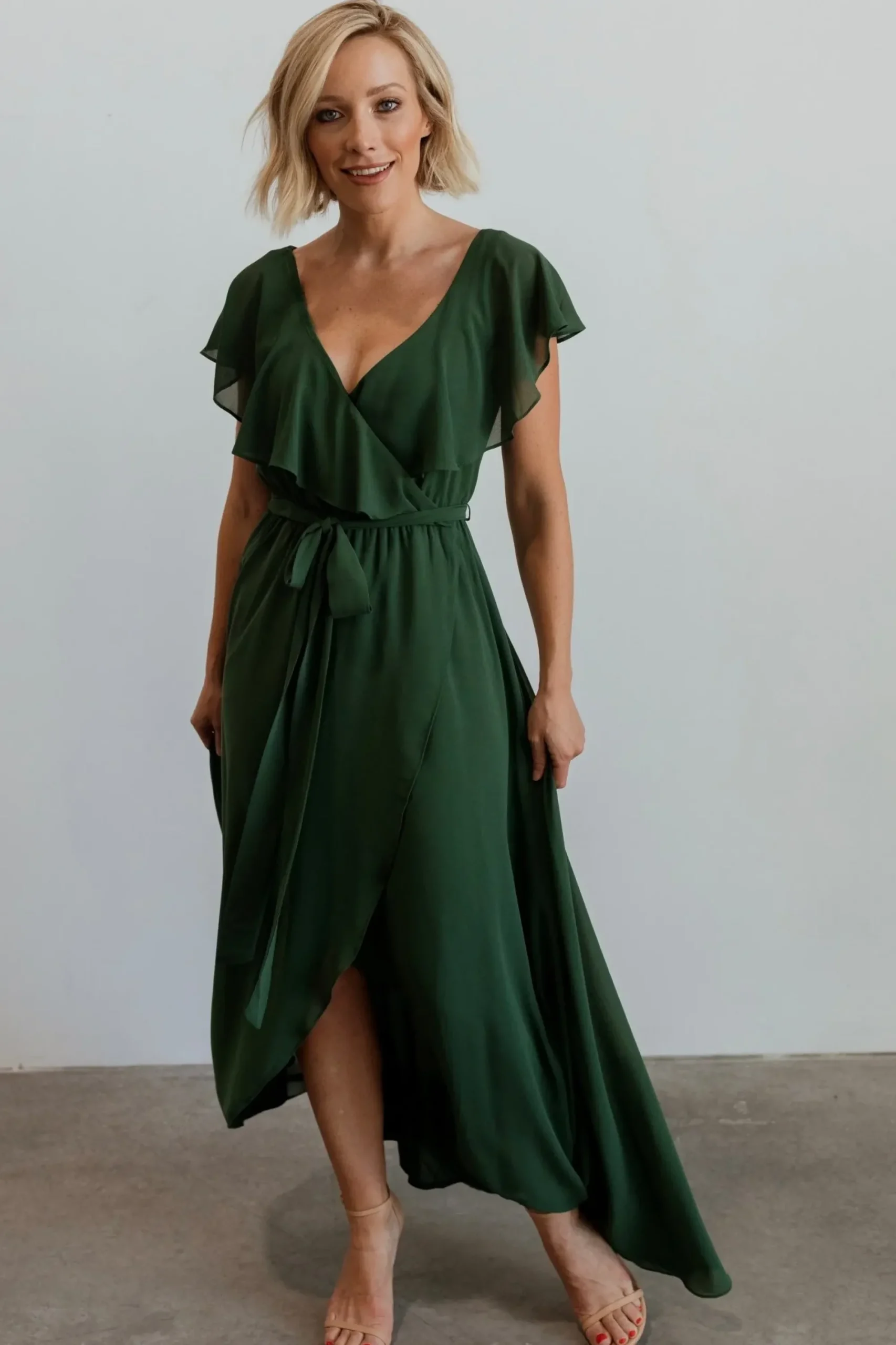 Clearance Baltic Born Katya Ruffle Maxi Dress | Evergreen