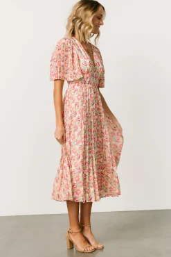 Clearance Baltic Born Kaya Midi Dress | Ivory + Pink Floral