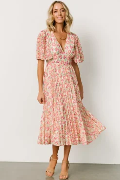 Clearance Baltic Born Kaya Midi Dress | Ivory + Pink Floral