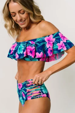 Online Baltic Born Keke Off Shoulder Bikini Top | Navy Tropical Floral