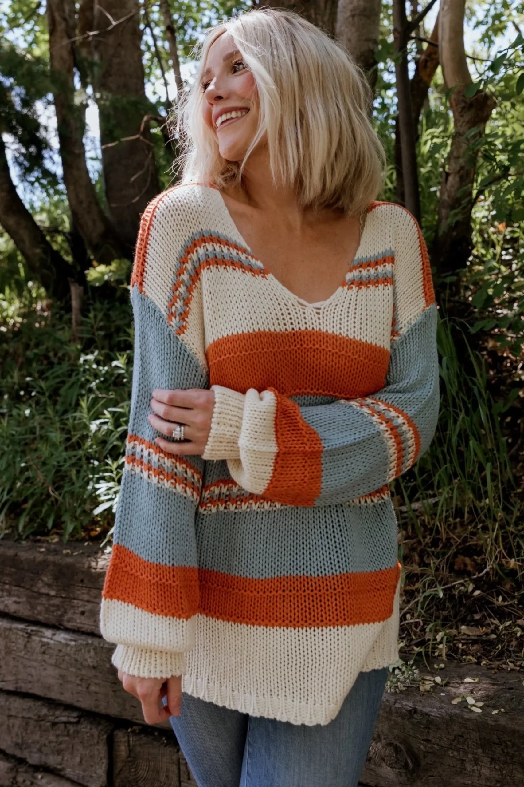 Discount Baltic Born Keller Stripe Sweater | Green + Camel