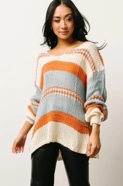 Clearance Baltic Born Keller Stripe Sweater | Light Blue + Orange