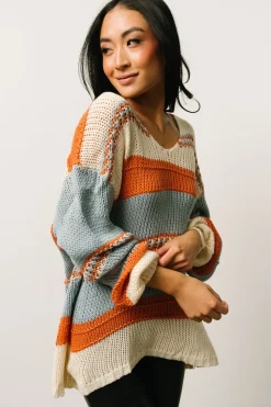 Clearance Baltic Born Keller Stripe Sweater | Light Blue + Orange