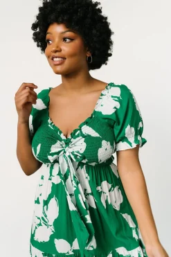 New Baltic Born Kelley Smocked Maxi Dress | Green + White