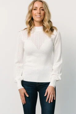 Best Baltic Born Kenzie Pointelle Sweater Top | Off White