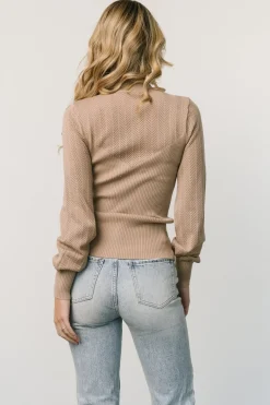 Hot Baltic Born Kenzie Pointelle Sweater Top | Taupe