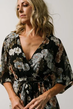 Fashion Baltic Born Kia Kimono Maxi Dress | Black Floral