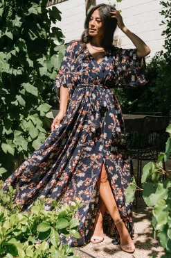 Hot Baltic Born Kia Kimono Maxi Dress | Dark Blue Floral