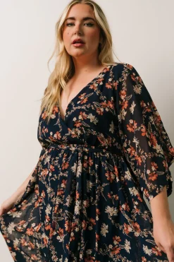 Hot Baltic Born Kia Kimono Maxi Dress | Dark Blue Floral