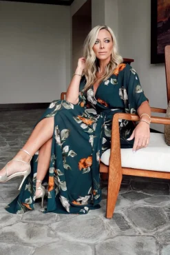 Sale Baltic Born Kia Kimono Maxi Dress | Deep Topaz Floral