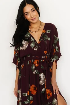 Online Baltic Born Kia Kimono Maxi Dress | Eggplant Floral