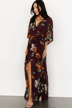 Online Baltic Born Kia Kimono Maxi Dress | Eggplant Floral