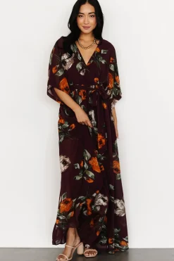 Online Baltic Born Kia Kimono Maxi Dress | Eggplant Floral