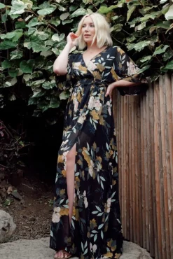 Fashion Baltic Born Kia Kimono Maxi Dress | Midnight Floral