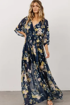 Hot Baltic Born Kia Kimono Maxi Dress | Navy Floral