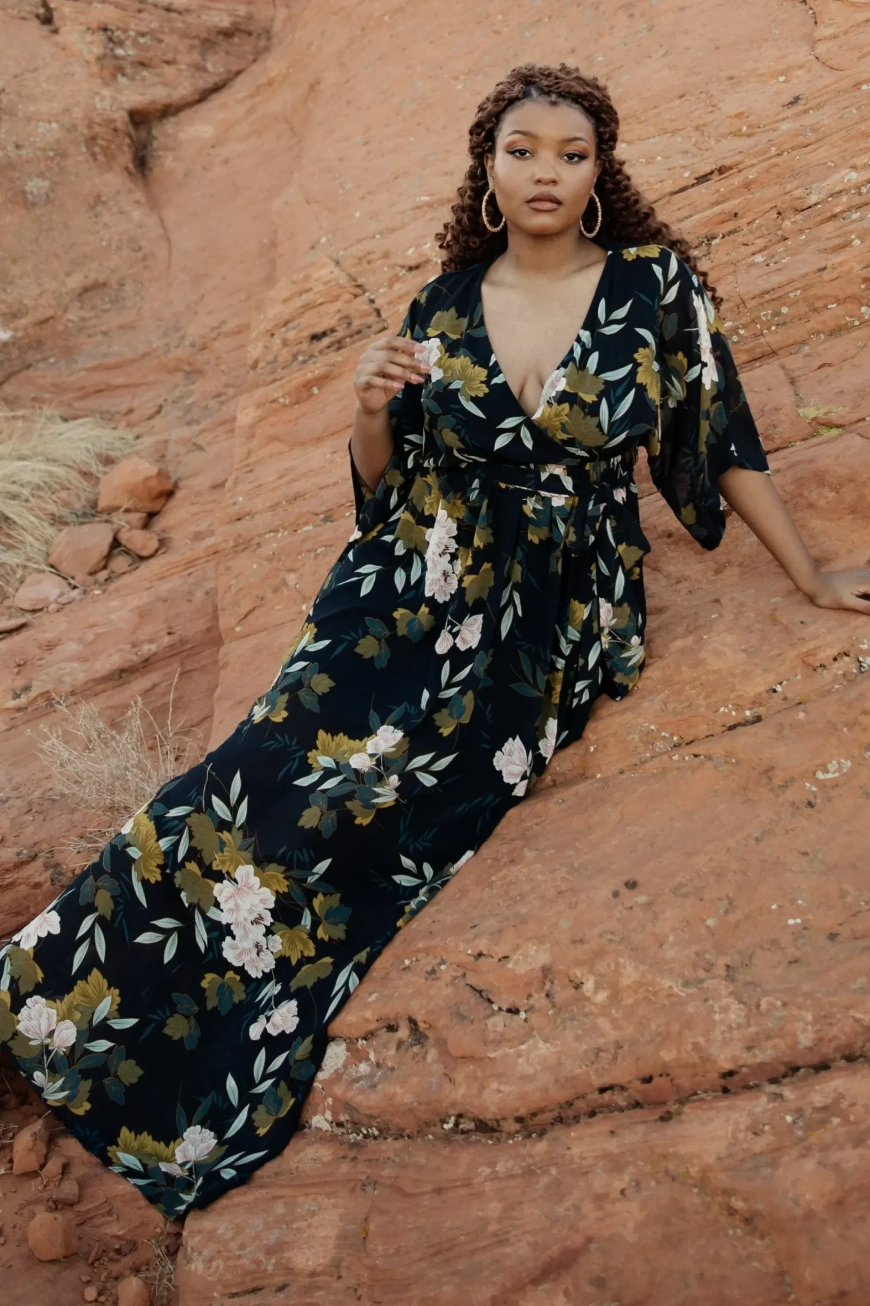 Hot Baltic Born Kia Kimono Maxi Dress | Navy Floral