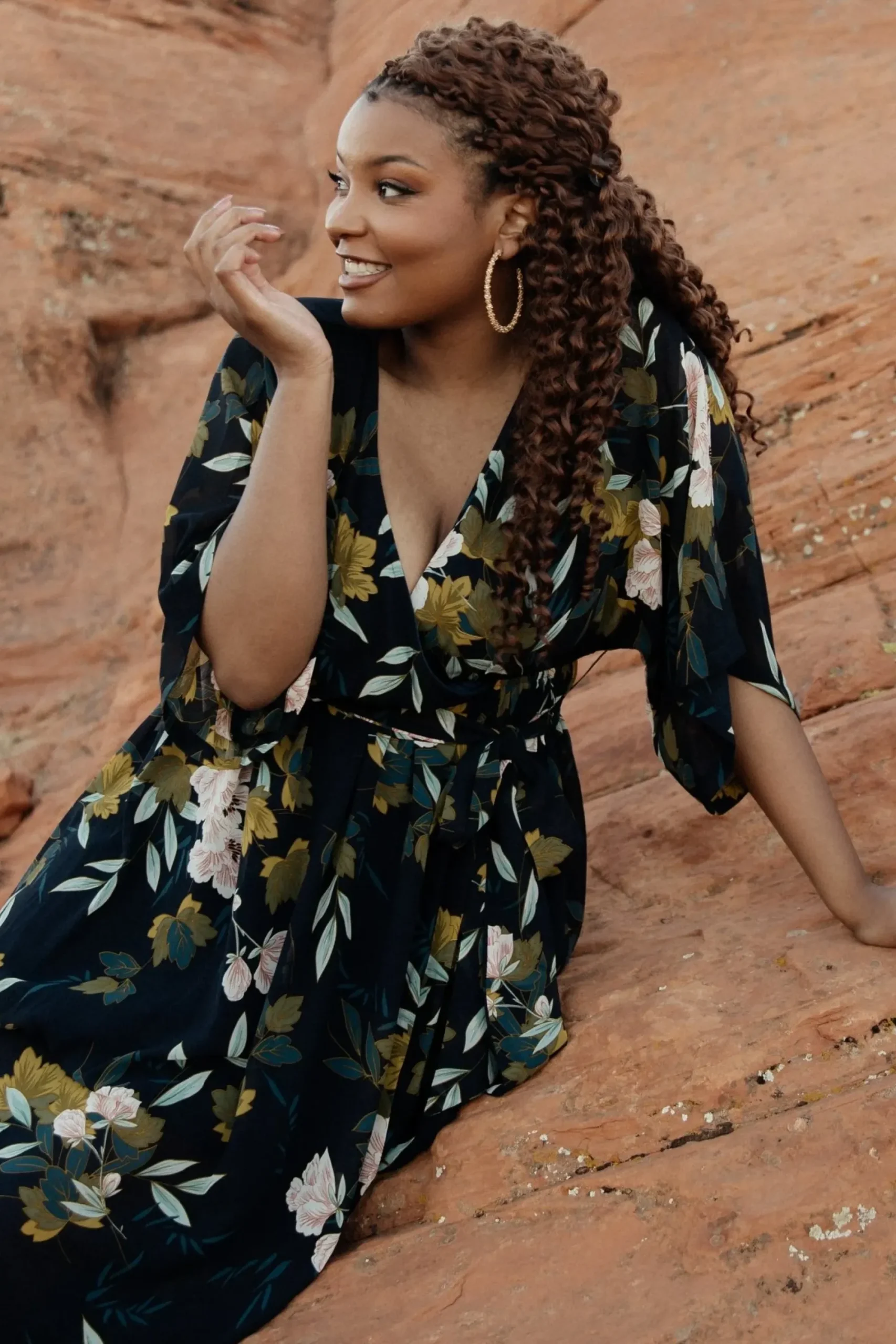 Hot Baltic Born Kia Kimono Maxi Dress | Navy Floral