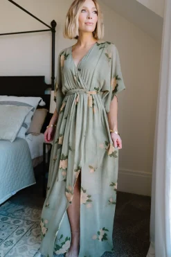 Hot Baltic Born Kia Kimono Maxi Dress | Olive Floral