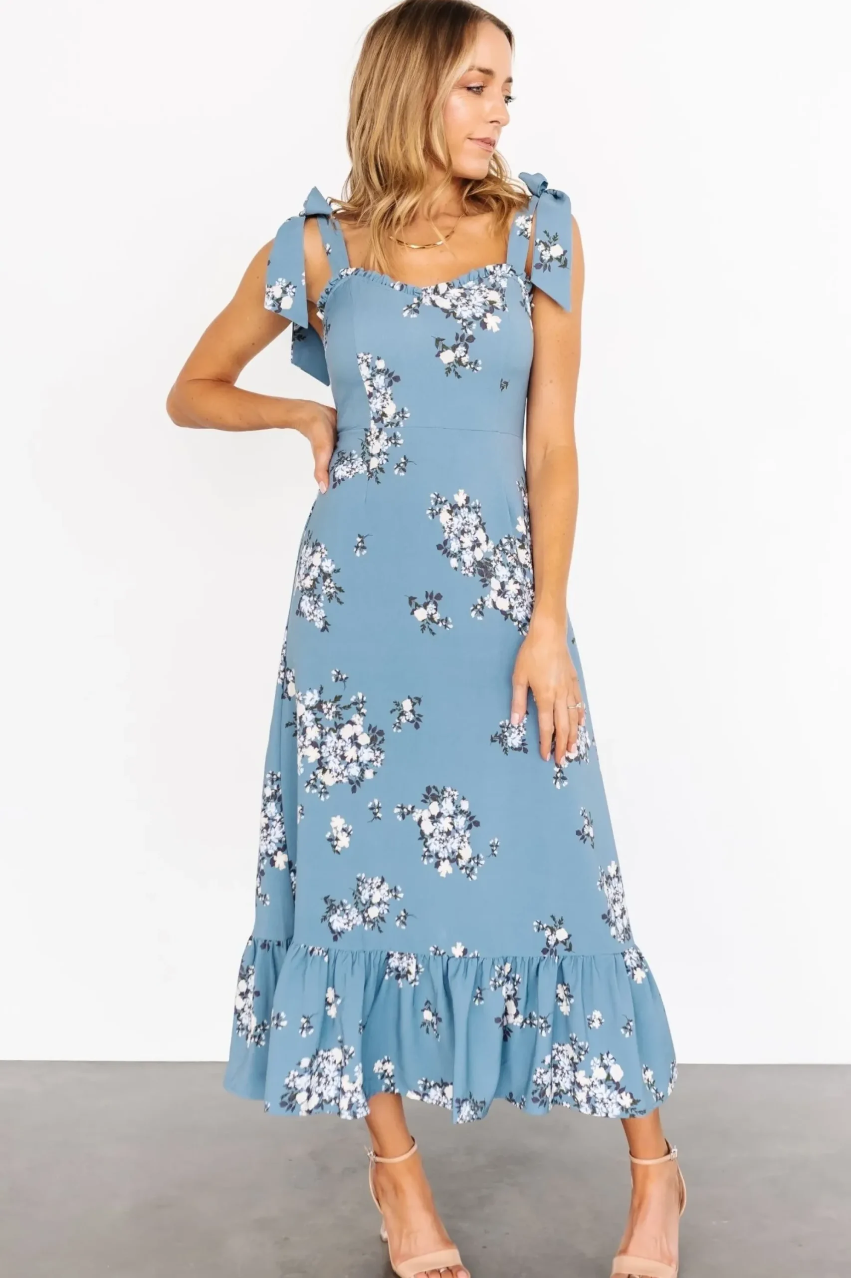 Outlet Baltic Born Krissy Midi Dress | Dusty Blue Floral