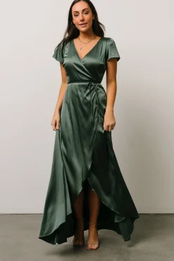 Discount Baltic Born Krystal Satin Wrap Gown | Winter Green
