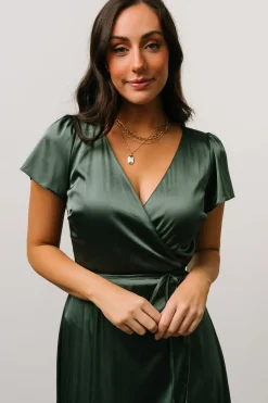 Discount Baltic Born Krystal Satin Wrap Gown | Winter Green