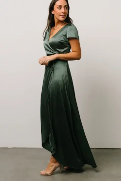 Discount Baltic Born Krystal Satin Wrap Gown | Winter Green