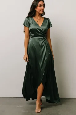 Discount Baltic Born Krystal Satin Wrap Gown | Winter Green