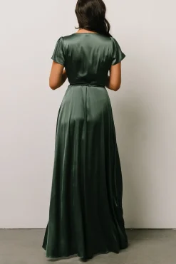 Discount Baltic Born Krystal Satin Wrap Gown | Winter Green
