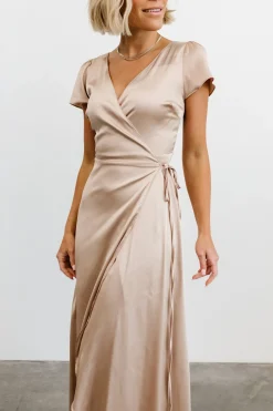 Clearance Baltic Born Krystal Satin Wrap Gown | Champagne