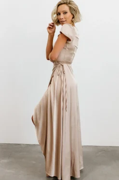 Clearance Baltic Born Krystal Satin Wrap Gown | Champagne