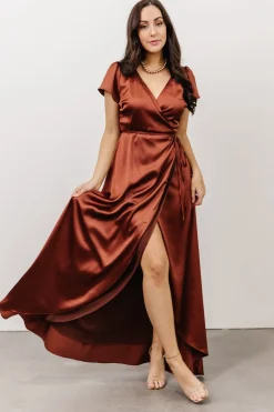 Online Baltic Born Krystal Satin Wrap Gown | Cinnamon