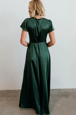 New Baltic Born Krystal Satin Wrap Gown | Green