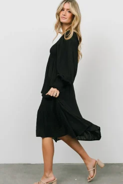 Outlet Baltic Born Lainey Smocked Dotted Midi Dress | Black