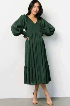 Sale Baltic Born Lainey Smocked Dotted Midi Dress | Evergreen