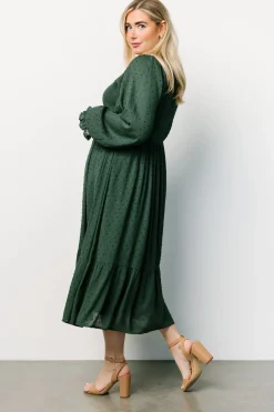 Sale Baltic Born Lainey Smocked Dotted Midi Dress | Evergreen