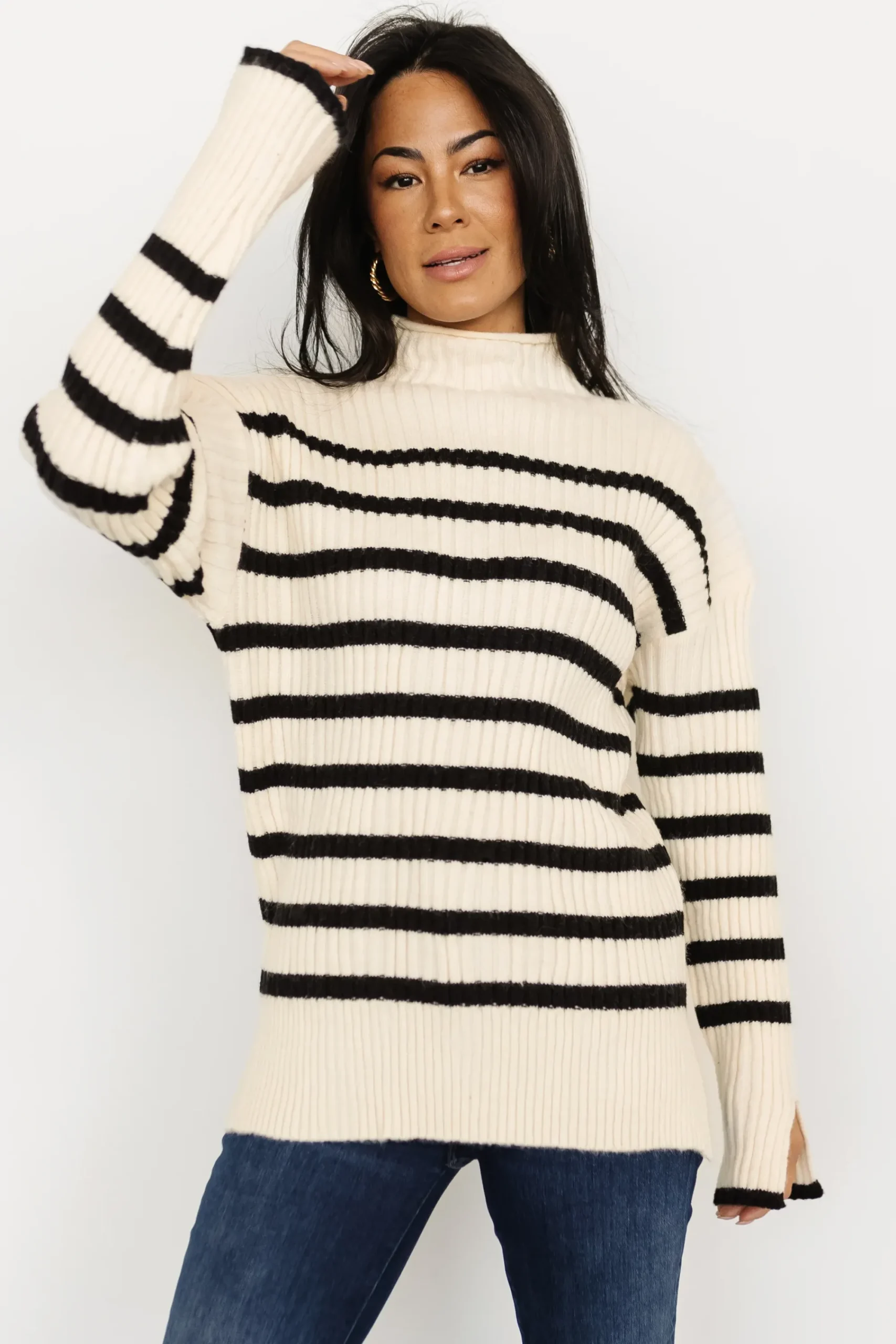 Best Baltic Born Landell Striped Sweater | Ivory + Black