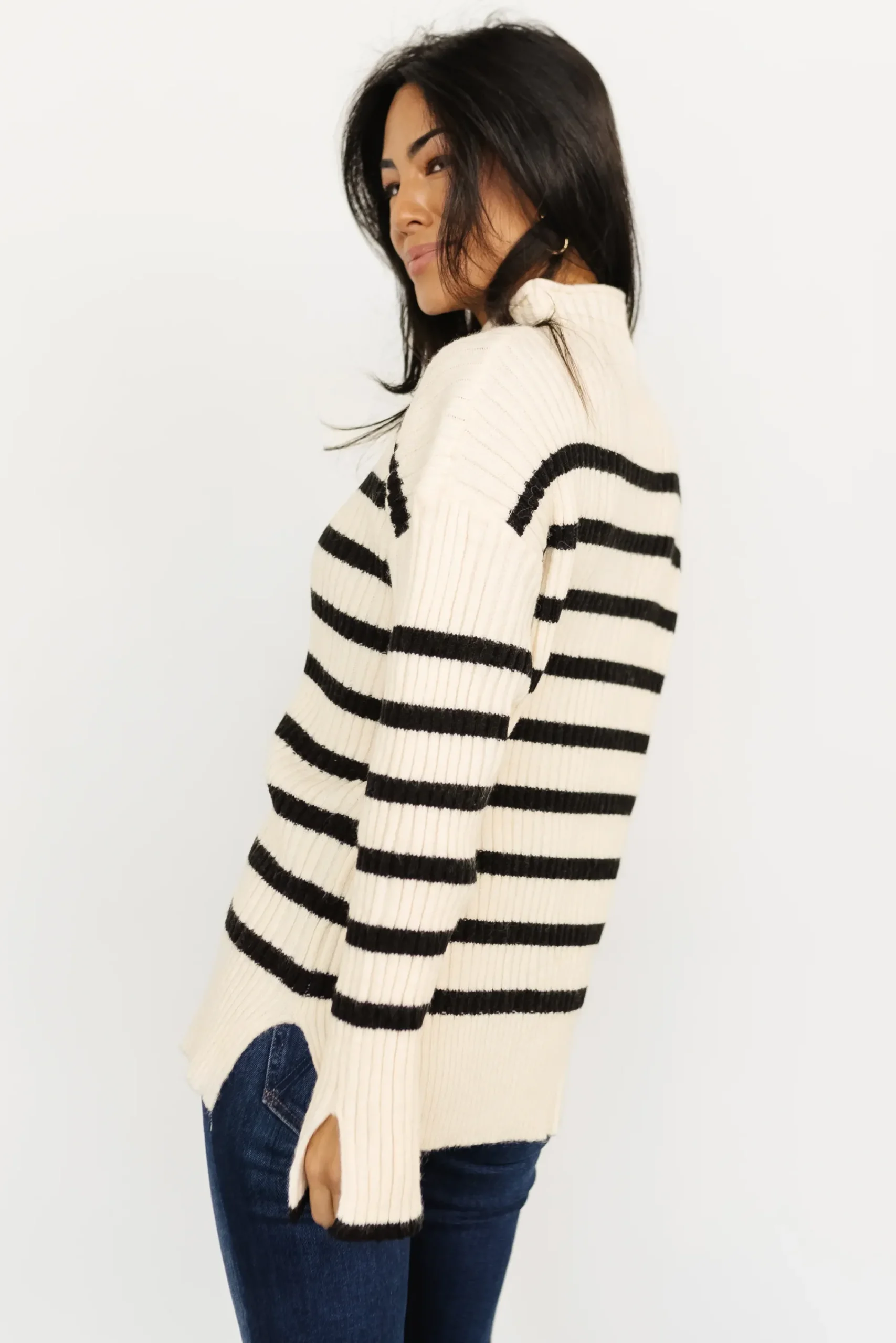 Best Baltic Born Landell Striped Sweater | Ivory + Black
