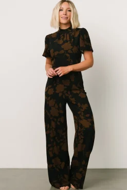 New Baltic Born Langham Mock Neck Jumpsuit | Espresso Print