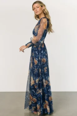 Fashion Baltic Born Layla Tulle Maxi Dress | Blue + Golden Floral