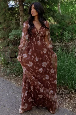 Sale Baltic Born Layla Tulle Maxi Dress | Chestnut Floral