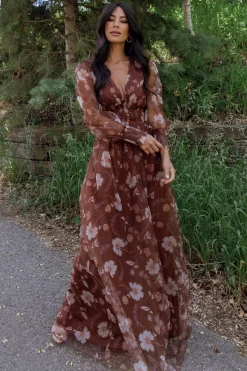 Sale Baltic Born Layla Tulle Maxi Dress | Chestnut Floral