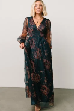 Clearance Baltic Born Layla Tulle Maxi Dress | Copper + Blue Metallic