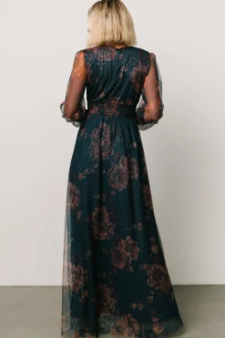Clearance Baltic Born Layla Tulle Maxi Dress | Copper + Blue Metallic