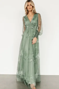 Online Baltic Born Layla Tulle Maxi Dress | Dusty Green Floral