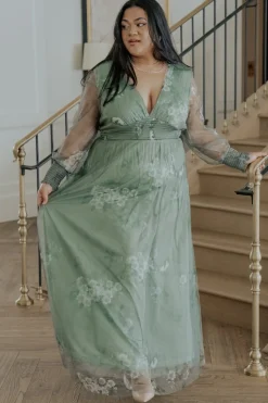 Online Baltic Born Layla Tulle Maxi Dress | Dusty Green Floral