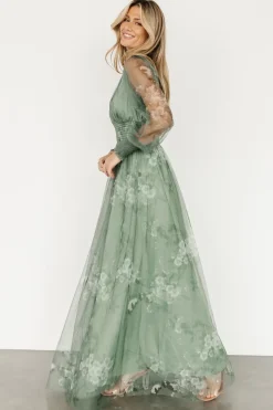 Online Baltic Born Layla Tulle Maxi Dress | Dusty Green Floral