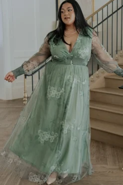 Online Baltic Born Layla Tulle Maxi Dress | Dusty Green Floral